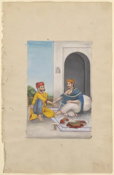 An Ayurvedic medical practitioner taking the pulse