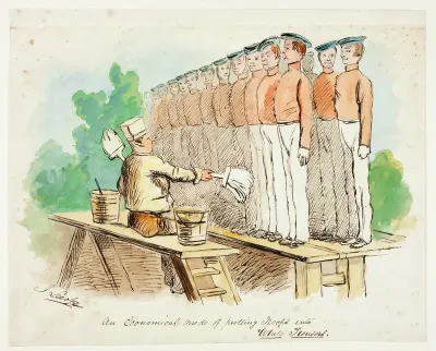 An Economical Mode of Putting Troops into White Trousers