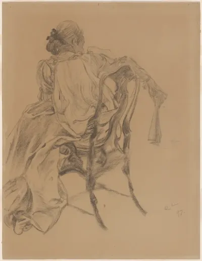 An Elegant Lady of the Eighteenth Century Holding a Fan