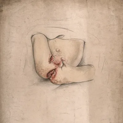 An eleven month old baby boy with severely diseased tissue around the anus and groin areas