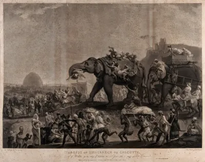 An embassy of the Nawab of Oudh (Awadh), led by his minister Haider Beg Khan, passing Patna on its way to Lord Cornwallis, the new Governor-General of India, in Calcutta in 1786