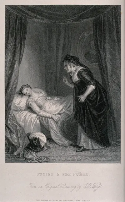 An episode in Shakespeare's play "Romeo and Juliet": the nurse enters Juliet's bedroom to awaken her, but finds her apparently dead