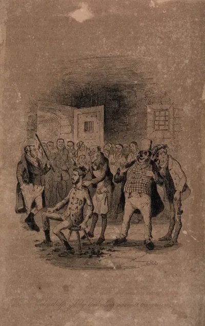 An episode in the novel 'Paul Periwinkle': Colonel Sprightly in prison having his hair cut