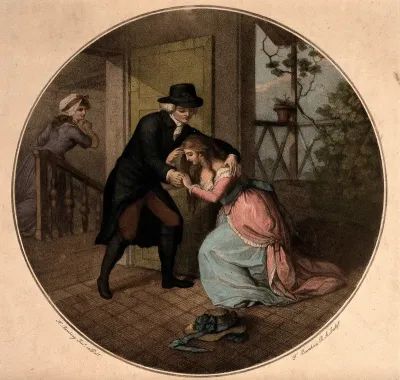 An episode in The vicar of Wakefield by Oliver Goldsmith: Dr Primrose finding his daughter Olivia, who has been jilted by Squire Thornhill