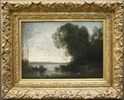 An evening. Boatman moored