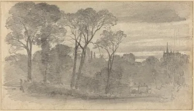 An Evening Landscape with a Distant Cathedral