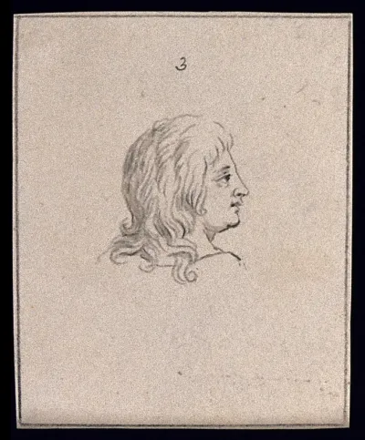 An ideal human head looking at something distant