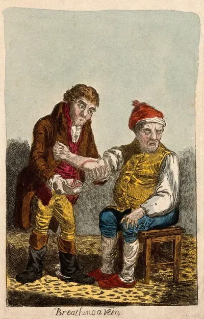 An ill man being bled by a surgeon