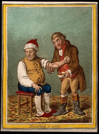 An ill man being bled by a surgeon
