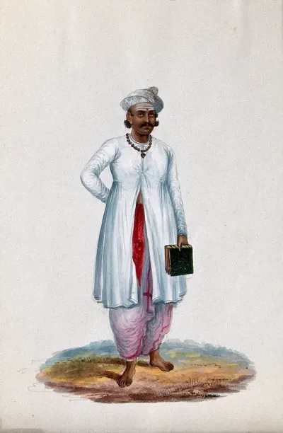 An Indian accountant (?) carrying a book