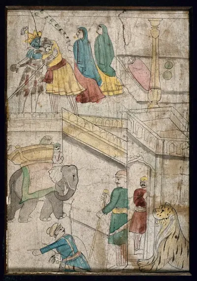 An Indian deity embraces a poor man
