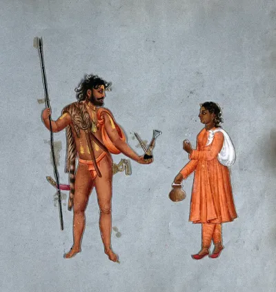 An Indian mendicant man and his wife, of the "Bynagy" caste