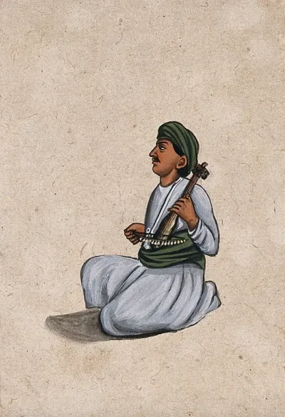 An Indian musician playing a violin