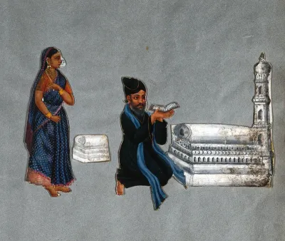 An Indian Muslim priest; left, his wife