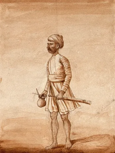 An Indian plumber (?) holding some instruments