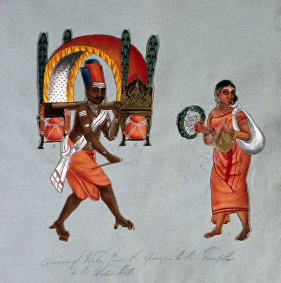 An Indian water-carrier and his wife