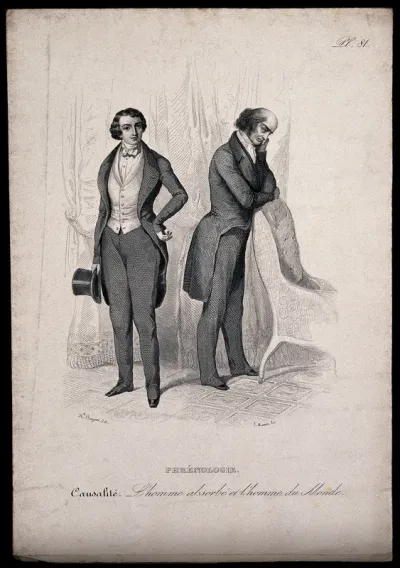 An introverted and an extroverted man; exhibiting excessive and lacking propensities connected with the faculty of causality (reflective thought) in phrenology