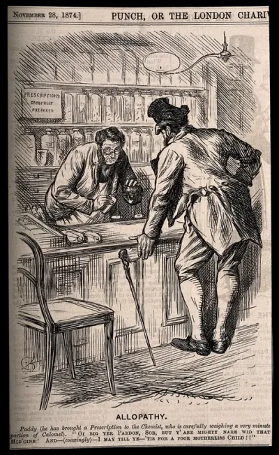 An Irish man is having a prescription made up in a pharmacy shop, he complains to the pharmacist about the small quantity of medicine he is being given