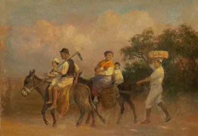An Italian family riding in Lazio.
