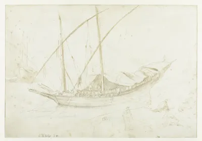 An Italian Galley, with the Bow to the Left, and Several Figure Sketches / recto: An Italian Galley, with the Stern to the Left
