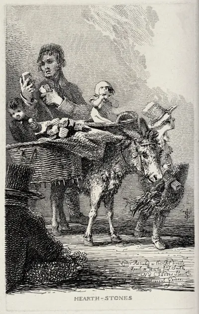 An itinerant poor saleswoman selling hearthstones