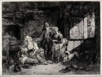 An old fortune-teller is visiting a couple and their newborn baby, whose birth she had predicted