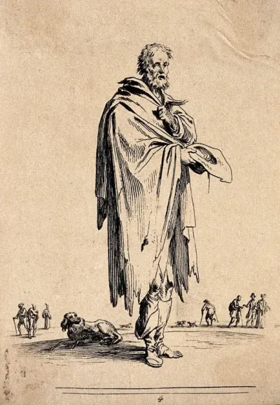 An old man in ragged clothing