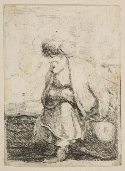 An Old Turk Seated on a Stone