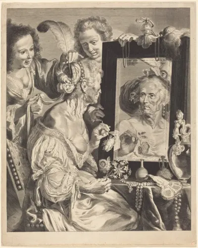 An Old Woman at the Toilet Table