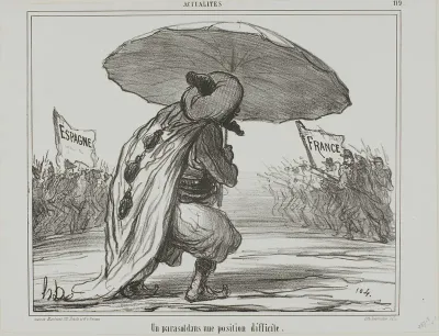 An Umbrella in a Difficult Position, plate 119 from Actualités