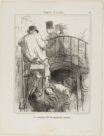 An Unpleasant Aspect of the New Type of Omnibus, plate 13 from Croquis Parisiens