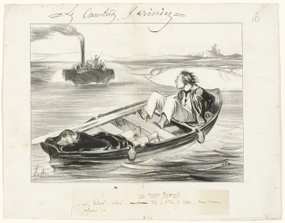 An Unpleasant Encounter, plate sixteen from Les Canotiers Parisiens