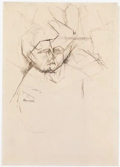 Analytical Study of a Woman's Head Against Buildings