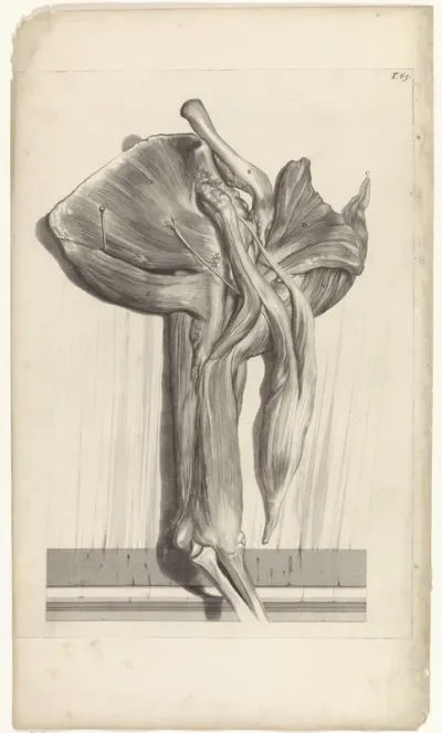 Anatomische studie van de bovenspieren van de arm (binnenkant)