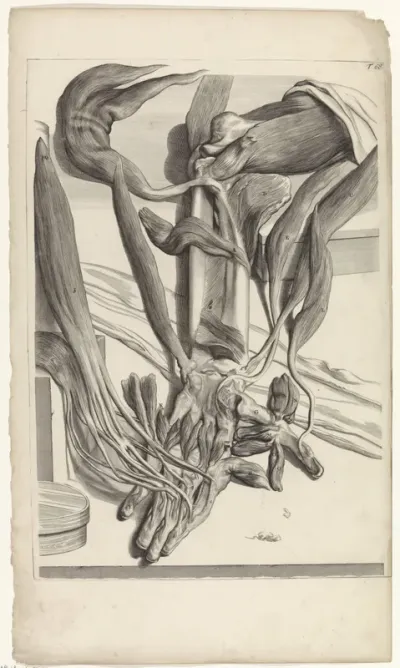 Anatomische studie van de spieren en de beenderen van de linkeronderarm en de hand