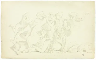 Ancient Bas-Relief with Battle of the Amazons