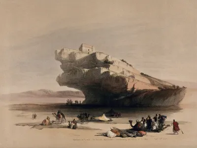 Ancient rock-cut watch-tower overlooking the valleys of El Ghor and Akabah
