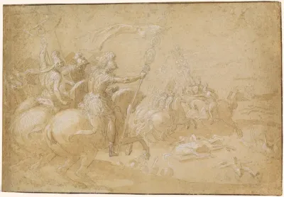 Ancient Roman Warriors Riding into Battle