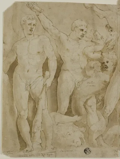 Ancient Sarcophagus Relief with the Labors of Hercules