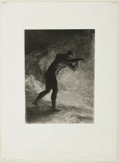 And Man Appeared; Questioning the Earth From Which He Emerged and Which Attracted Him, He Made His Way Toward Somber Brightness, plate 8 of 8 from "Les Origines"