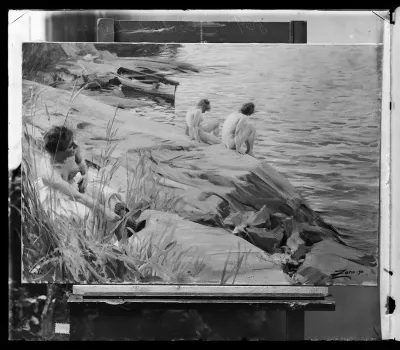 Anders Zorn: Kylpeviä tyttöjä ulkosalla (Ulkona)" vuodelta 1890