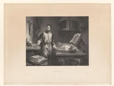 Andreas Vesalius in zijn werkkamer