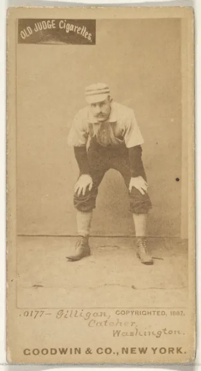 Andrew Bernard "Barney" Gilligan, Catcher, Washington Nationals, from the Old Judge series (N172) for Old Judge Cigarettes
