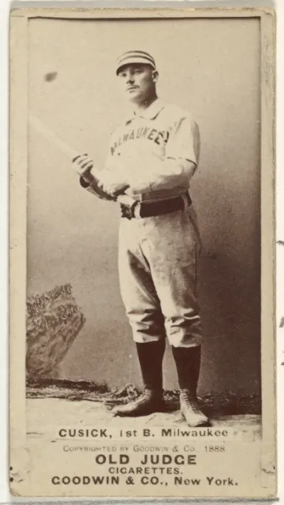 Andrew J. "Andy" Cusick, 1st Base, Milwaukee, from the Old Judge series (N172) for Old Judge Cigarettes