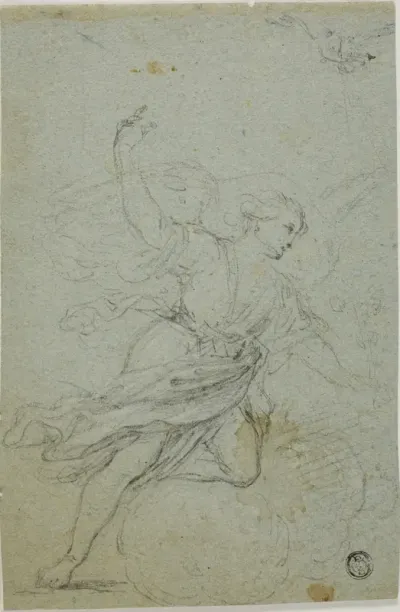Angel Annunciate (recto); Samson and the Lion (verso)