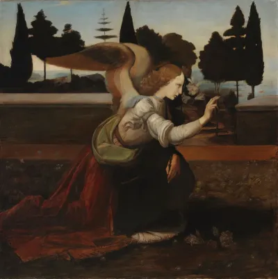 Angel, detail copy after Leonardo da Vinci's painting Annunciation