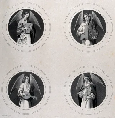 Angel musicians playing for Saint Ursula