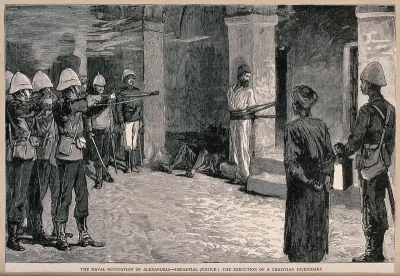 Anglo-Egyptian War, 1882: execution of an arsonist by a British firing squad in Alexandria