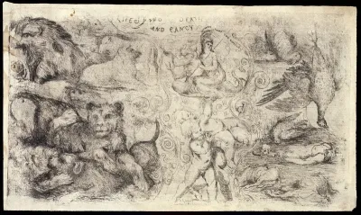 Animals and human figures manifesting life, death and fancy