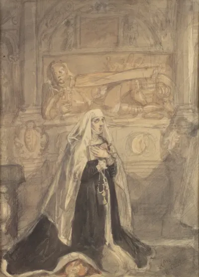 Anna Jagiellon (Against the Background of the Renaissance Tombstone of Stephen Báthory)
